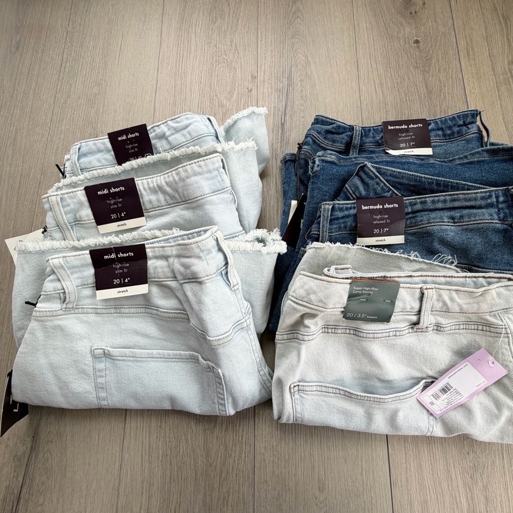 Ava & VIV Denim Shorts Bundle of 6 (4”/ 7”) • Size 20 • All NWT